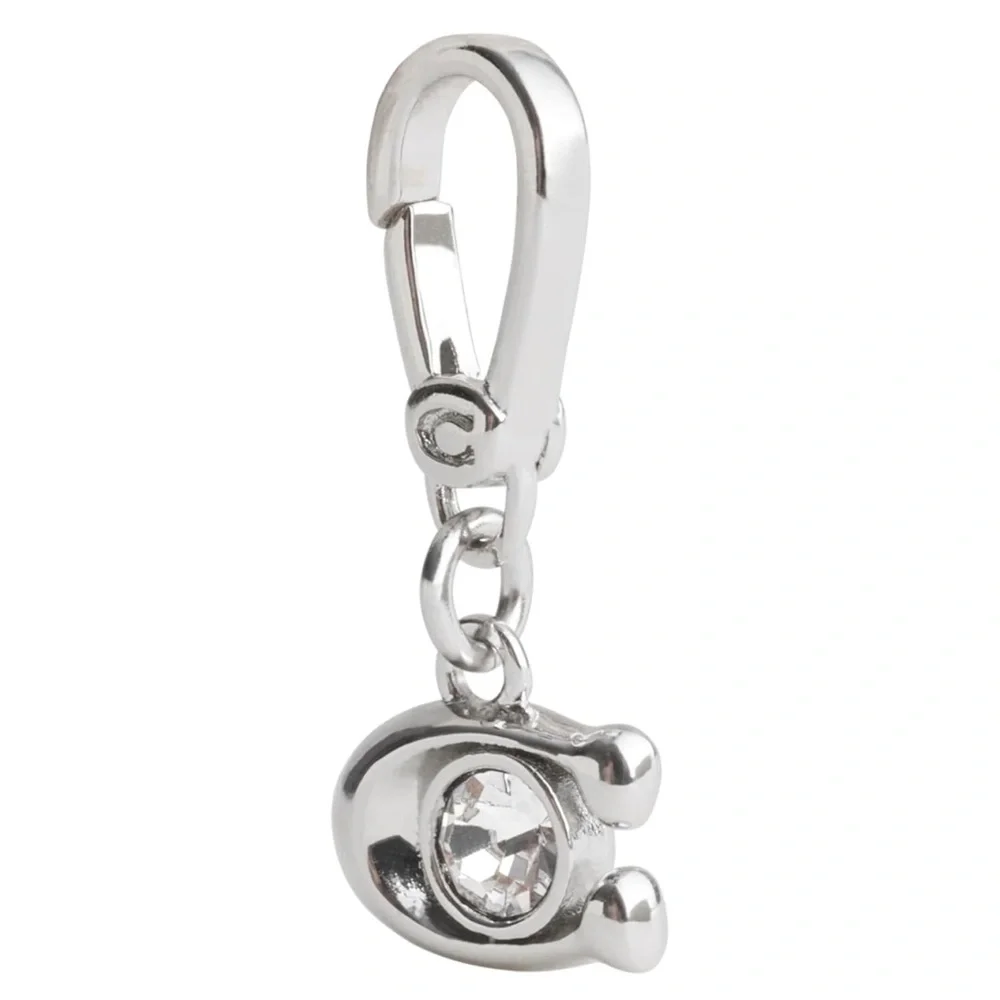 New Coach Silver Keychain / Jewelry Charm with Crystal Detail